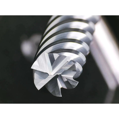 Carbide End Mill 6 Flute Square Milling Cutter With 50 Degree High Helix For High Hardness Steel Finishing close-up view