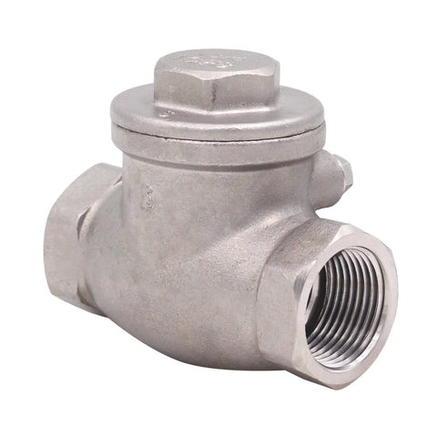 DERPIPE 3/4 inch stainless steel swing check valve with threaded NPT ends, SS304 CF8M