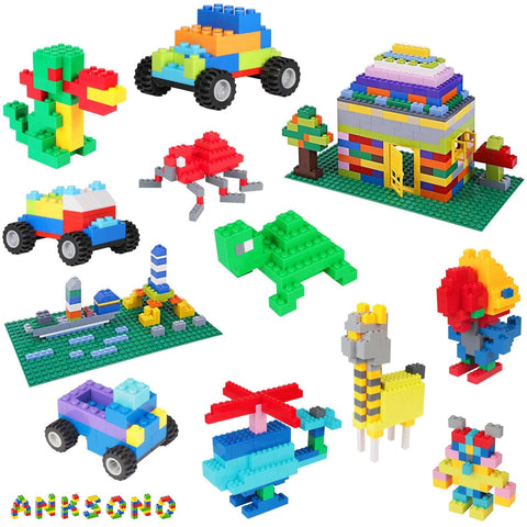 Mega 1500 Piece Building Bricks Set For Kids With Doors, Windows, Wheels And Axles Includes 24 Big Wheels And 6 Doors