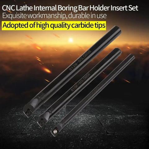 SCLCR Lathe Boring Bar Kit With Internal Turning Tool Holder, 10 CCMT0602 Inserts, 3 Wrenches For CNC Machines SHB Boring Bar