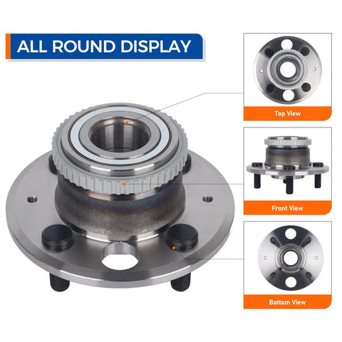 Rear Wheel Bearing And Hub Assembly 513105 for Acura Integra 1990-2001, Honda Civic 1992-2000, Civic Del Sol 1995-1997 with 4-Wheel ABS, multi-view.