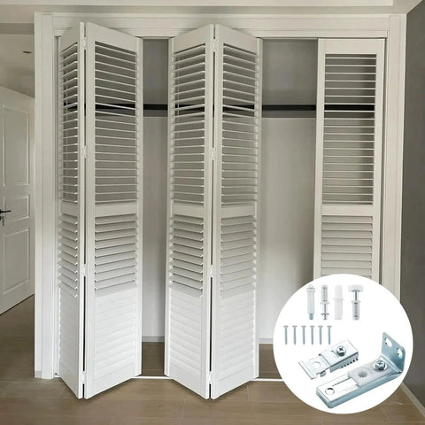Bifold Door Hardware Repair Kit, 2 Pack For Bi Fold Sliding Closet Doors Replacement Parts shown with installed door