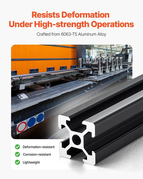 Close-up of 4-Piece 47.24-Inch T Slot Aluminum Extrusion Profile European-Standard Anodized Linear Rail Heavy-Duty setup in workshop