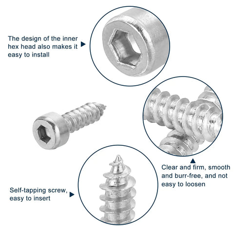 M4x14mm Stainless Steel Self Tapping Hex Socket Head Cap Screws 100 Pack 304 Grade Hex Drive Silver For Wood Metal Plastic Durable Strength