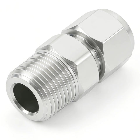 Closmos 304 stainless steel compression fitting, 3/8 in tube OD to 1/4 in NPT male, straight adapter
