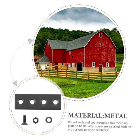 Barn Door Track Hardware Bracket Set With Metal Plate and Flat Fixing Plate for Smooth Sliding Easy Install shown with red barn
