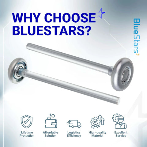 2-Pack 1.8 Inch Steel Garage Door Rollers With 7 Inch Stem, 10 Ball Sealed Bearings, visible with packaging graphics.