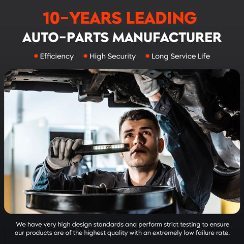 Mechanic inspecting a car's undercarriage in an auto-parts manufacturing facility, emphasizing efficiency and high security.