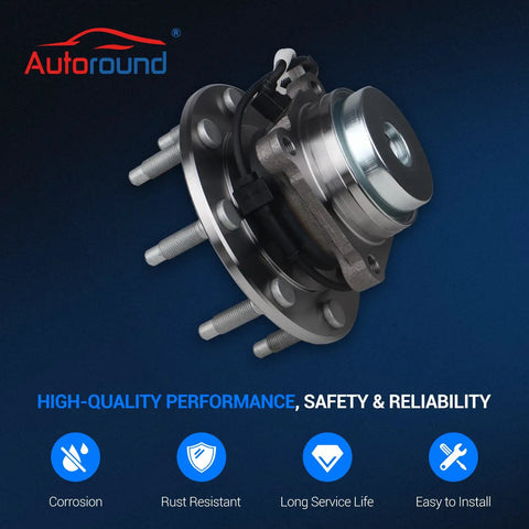 Front Wheel Bearing And Hub Assembly Set Of 2 For 2003 To 2017 Chevy Express 2500 3500 4500 And GMC Savana 2500 3500 4500 With 8 Lugs And ABS Heavy Duty Easy Install Replacement