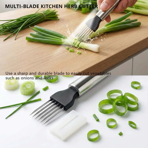 Three In One Vegetable Slicer Set With Onion Holder And Crinkle Cutter And Green Onion Slicer Stainless Steel Kitchen Chopper