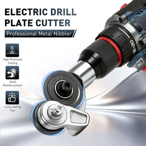Pro Grade Heavy Duty Metal Nibbler Drill Attachment For Electric Drills With Double Cut Tool Delivers Fast Clean Cuts In Iron, Steel