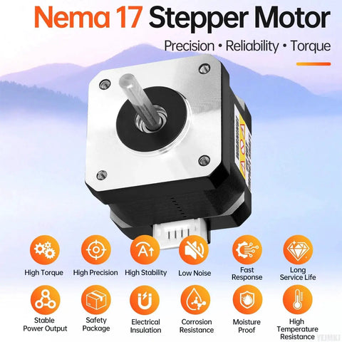 High Torque Nema 17 Stepper Motor For Dope 3D Printers And CNC Setups, Bipolar 2 Phase, 1.8 Degree Step, 0.29 Nm Torque