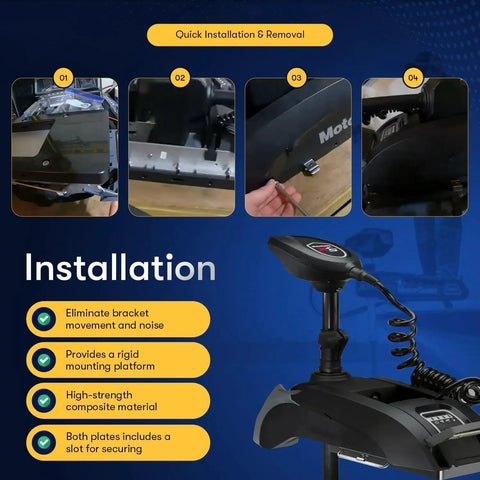 Xi Series Quick Release Trolling Motor Mounting Bracket Kit Replacement For Motorguide Xi3 Xi5 Mounting Plate And Other Electric Steer Motors Direct Fit Plug And Play No Fuss Durable Build Easy Clamp On Part 8M0120717 installation steps and features
