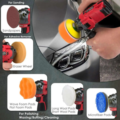Battery Powered 12V Mini Car Buffer Polisher Beast Pro Grade Kit polishing car headlight with various pads