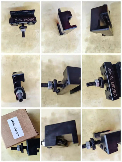 CNC Lathe Tool Holder Quick Change Black Steel shown from various angles and configurations, compatible with 250-001 kits.