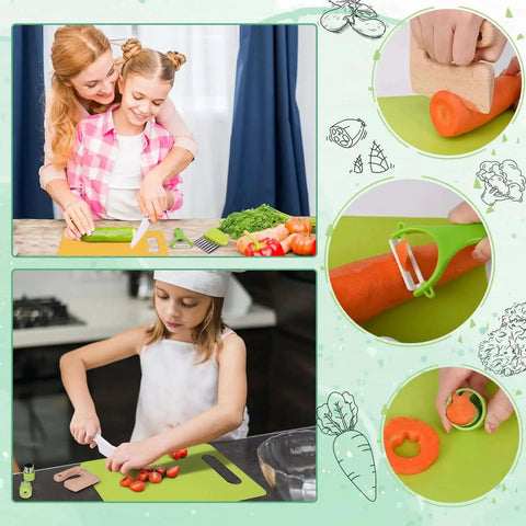 Montessori Kitchen Tools For Toddlers 13 Piece Set With Kid Safe Knives Crinkle Cutter Peeler Cutting Boards Wooden Knives And Sandwich Cutters For Real Cooking And Easy Hands On Learning