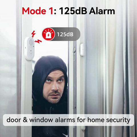 Door Window Alarms 5 Pack 125dB With Volume Control Wireless Sensors installed on sliding door for home security