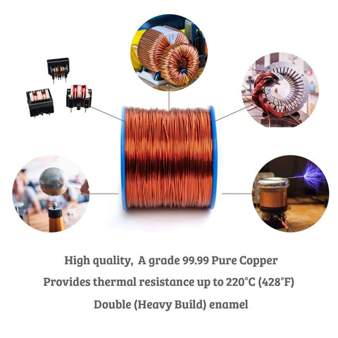 24 AWG enameled copper magnet wire on blue spool, 1 lb