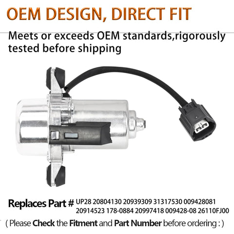 Brake booster vacuum pump, silver metal body with black electrical connector and hose, automotive part