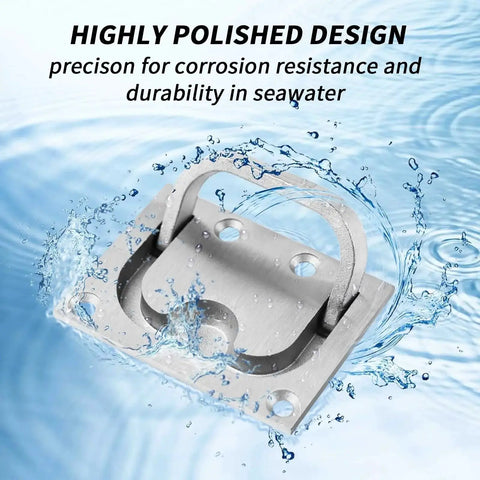 Stainless Steel Hatch Pull Flush Lift Ring for Boat Deck Hatches and Cabinets, solid recessed ring pull handle shown resisting water