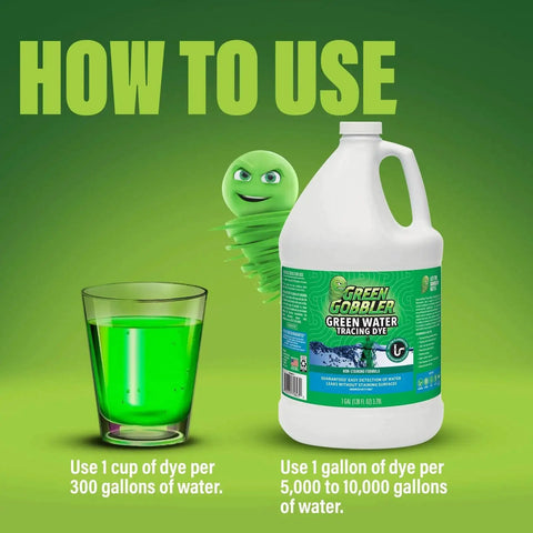 Fluorescent Green Water Tracing Dye For Leaks And Flow Analysis In Pools, Toilets, Sewers, And Septic Systems, One Gallon Bottle