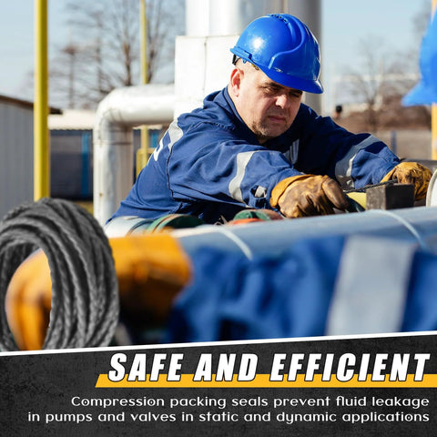 Frienda 1/4 in x 1/4 in, 16 ft flexible graphite braided compression packing for pumps and valves