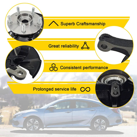 Image detailing Front Right Passenger Side Steering Knuckle Wheel Hub Bearing Assembly For Honda Civic 1.8L 2012 2016