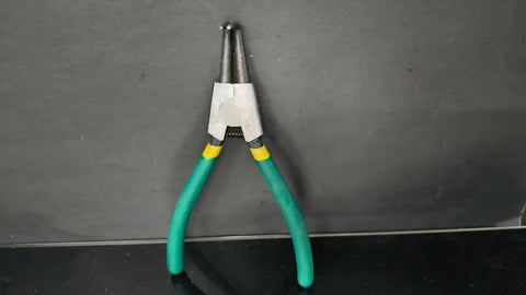 4 Piece Snap Ring Pliers Set with 7 Inch Round Nose C Clamps for Snap Ring Removal, Durable Steel Construction, Green Storage Case