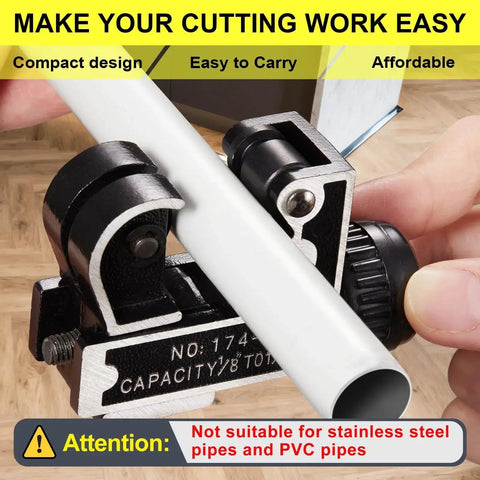 Compact Pipe Cutter Tool For Copper Brass And Aluminum Tubes 1/8 To 1-1/8 Inch 3 To 28 Mm Perfect For Plumbing HVAC And Auto DIY Projects With Easy Twist Wheel And Lightweight Handheld Design By Spurtar cutting white pipe