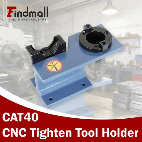 CNC CAT40 Tool Holder Tightening Fixture, blue cast iron and aluminum body, for secure worktable setup