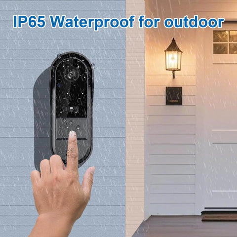 Wireless Video Doorbell With No Subscription No WiFi No App Needed 1080P HD Video 4.3 Inch Screen IP65 waterproof installation