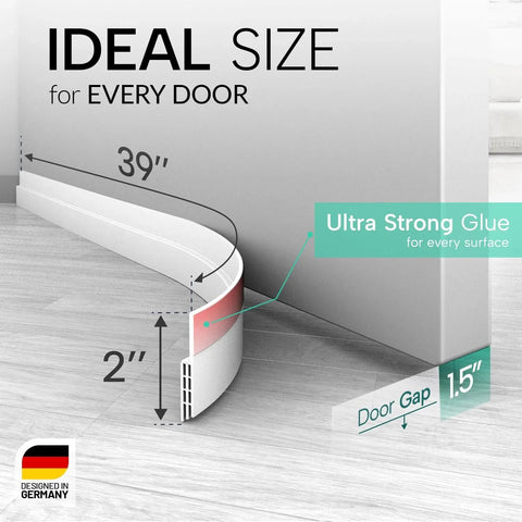 Side view of Door Draft Stopper With Silicone Seal And Strong Adhesive For Bottom Of Doors No More Drafts, Weather Stripping 2x39 inches