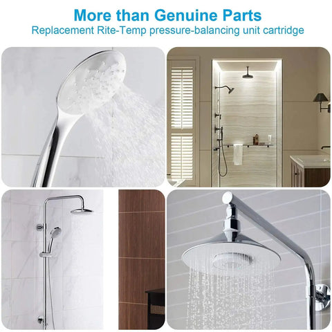 Universal Pressure Balancing Cartridge Replacement for one half inch single handle shower valves installed examples in bathrooms