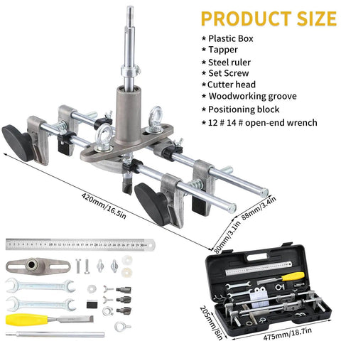 Rugged Door Mortise Lock Jig Kit for Easy Lock Installation on Wooden Doors with 18mm 22mm 25mm Tungsten Steel Cutters and Accessories
