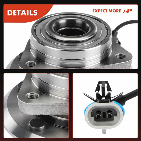 Close-up of 2 X Front Wheel Bearing And Hub Assembly With ABS Sensor 5-Lug Direct Fit Bolt-On For Chevy Captiva Sport Equinox