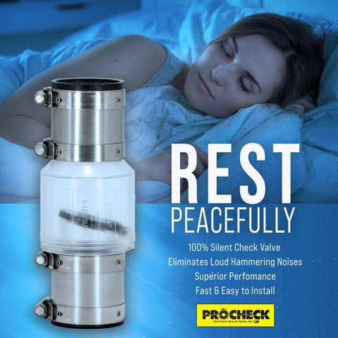 ProCheck sump pump check valve, 1-1/2 in, stainless steel vibration-resistant couplings