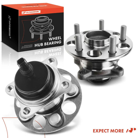 2 Pack Rear Wheel Bearing And Hub Assembly With ABS Fits Toyota Corolla 2019 2023 Prius 2016 2022 Prius Prime 2017 2022 And Lexus Ct200h 2011 2017 5 Lug, shown with packaging.