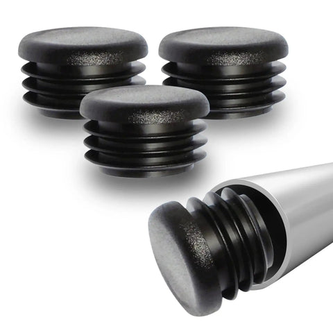 1 Inch Outer Diameter Ribbed Plastic Hole Plugs For Round Tubing Black End Caps And Furniture Leg Inserts, Ideal For Preventing Floor Scuffs, Chair Tips And Table Feet, Weather And Impact Resistant, Made In USA, 10 Pack.