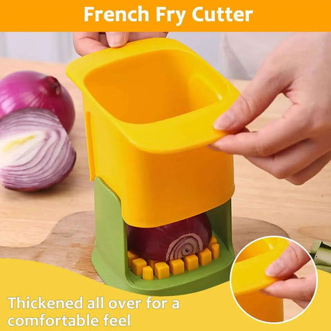 Crinkle Wave French Fry Cutter With Stainless Steel Blade Hand Powered Vegetable Chopper for Potatoes Cucumbers Carrots Onions Fruits