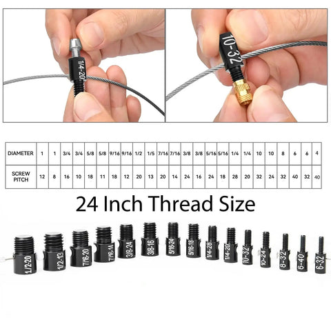 Hands using All In One Nut And Bolt Thread Checker With 45 Gauges For Quick Bolt Size And Nut Verification Includes 24 Inch And 21 Metric Sets Rotating Gauges For Fast Thread Matching And Easy Identification Of Standard And Metric Bolts