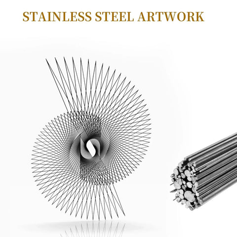 104 Pcs 40 Cm 304 Stainless Steel Spring Wire Set With 12 Diameters From 0.3mm To 3mm For Drift Punches DIY Crafts Model Making Jewelry And Engineering Projects High Hard Full Hard Spring Steel Wire in artistic display.