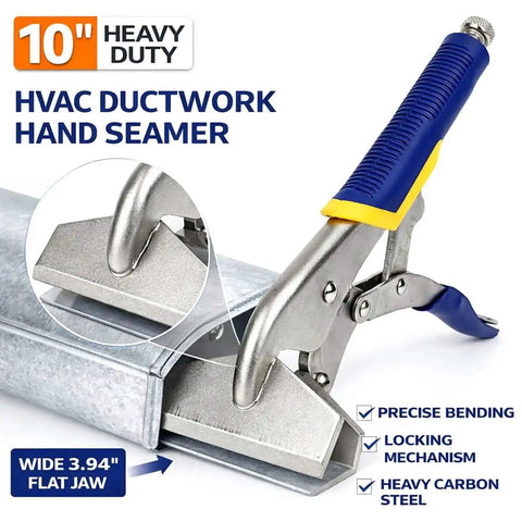 10 Inch Hand Seamer For Sheet Metal Bending With Locking Mechanism And Flat Jaw, heavy duty, used for HVAC ductwork and roofing