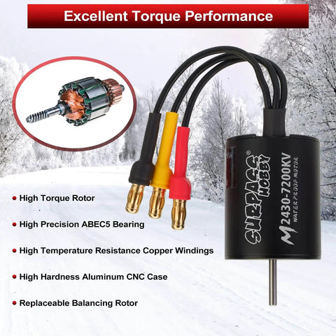 2430 7200KV Brushless Motor And 35A ESC Combo Waterproof Sensorless Power Pack For 1/16 And 1/14 RC Cars And Trucks with wiring