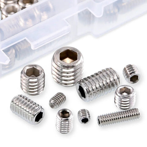 Stainless Steel Allen Head Socket Grub Screw Set with 350 Pieces in 10 Sizes M3 to M8 for Doors, Cabinets, DIY Projects