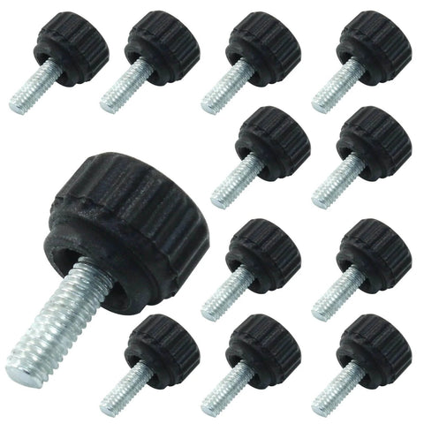 24 Pack M4 Knurled Thumb Screws 10 Mm Black Carbon Steel With Knurled Handles For No Fuss Grab And Go Monitor Mounting Clamps