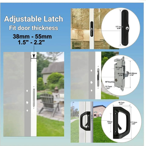 Sliding Door Lock And Handle Set With Key For Sliding Glass Doors, Fits 1-1/2 To 1-3/4 Inch Door Thickness, Close-Up View