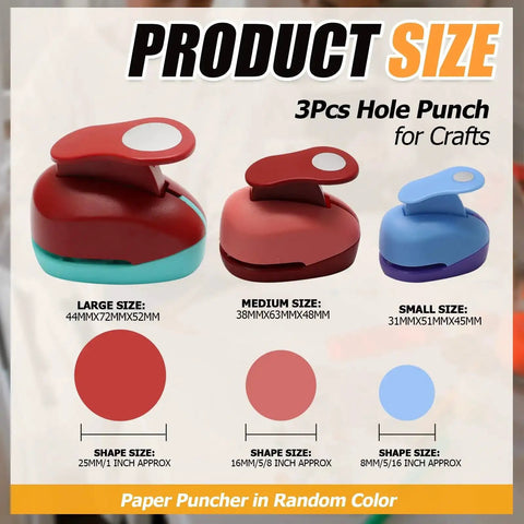 Three Size Circle Hole Punch Set For Scrapbooking And Card Making Includes One Inch, Five Eighths Inch, And Five Sixteenths Inch Punches