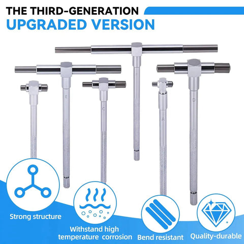 Six Piece Bore Hole Gauges Set 5/16 To 6 Inches With Smooth Action Telescoping Gauge And Lock High Precision T Gauge Kit For Engine Cylinders