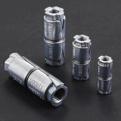 25 Pack Double Expansion Shield Anchors For Masonry And Concrete Zinc Plated With One Quarter Inch Internal Thread And One Half Inch Outer Diameter Hollow Two Piece Shield Anchors For Masonry Screws Or Bolts In Brick Or Block