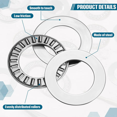 Front view of 10 Sets Thrust Needle Roller Bearings With Washers 0.75 Inch Bore 1.25 Inch OD Industrial Workhorse With High Load Carrying Capacity And Stiffness NTA1220 2TRA, showing smooth, low friction steel design with evenly distributed rollers.